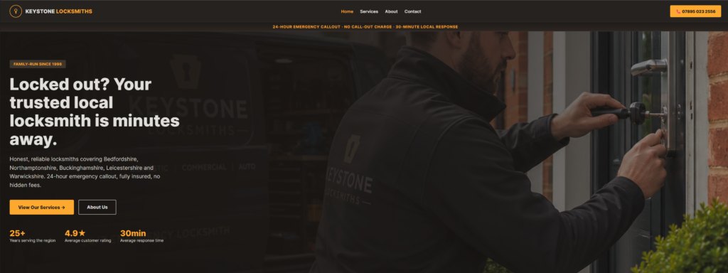 Concept website for local locksmith by On The Map Digital